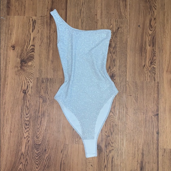 H&M Tops - Silver sparkly one shoulder body suit